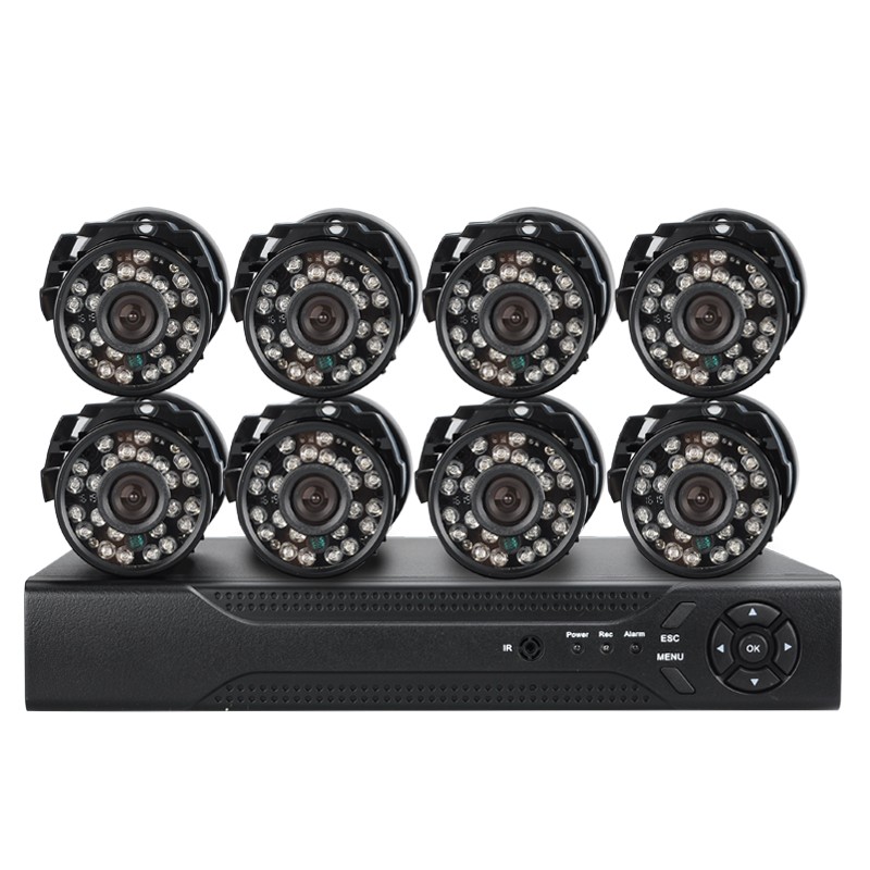 8 Analoginių Lauko Kamerų IP Apsaugos Sistema DVR CCTV (H264, Night Vision, HDMI, 24 IR LED 20M Night Vision)
